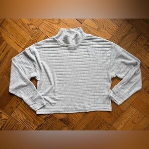 Topshop Light Gray Ribbed Mockneck Sweater